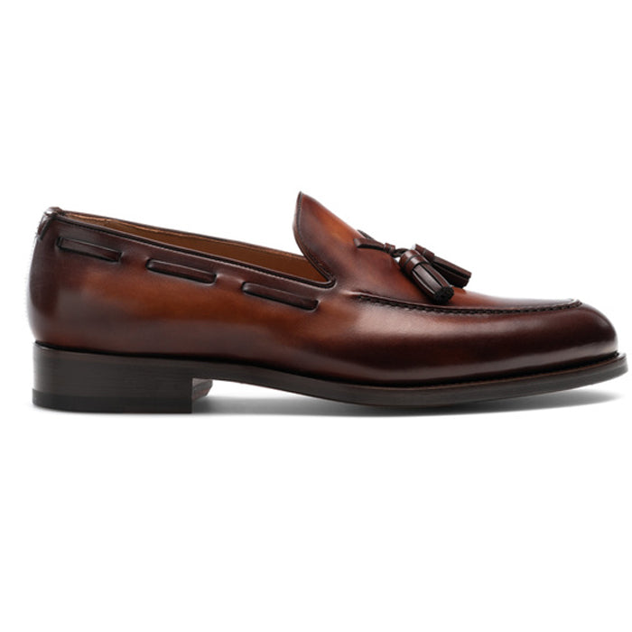 COGNAC BROWN LEATHER TASSEL LOAFERS