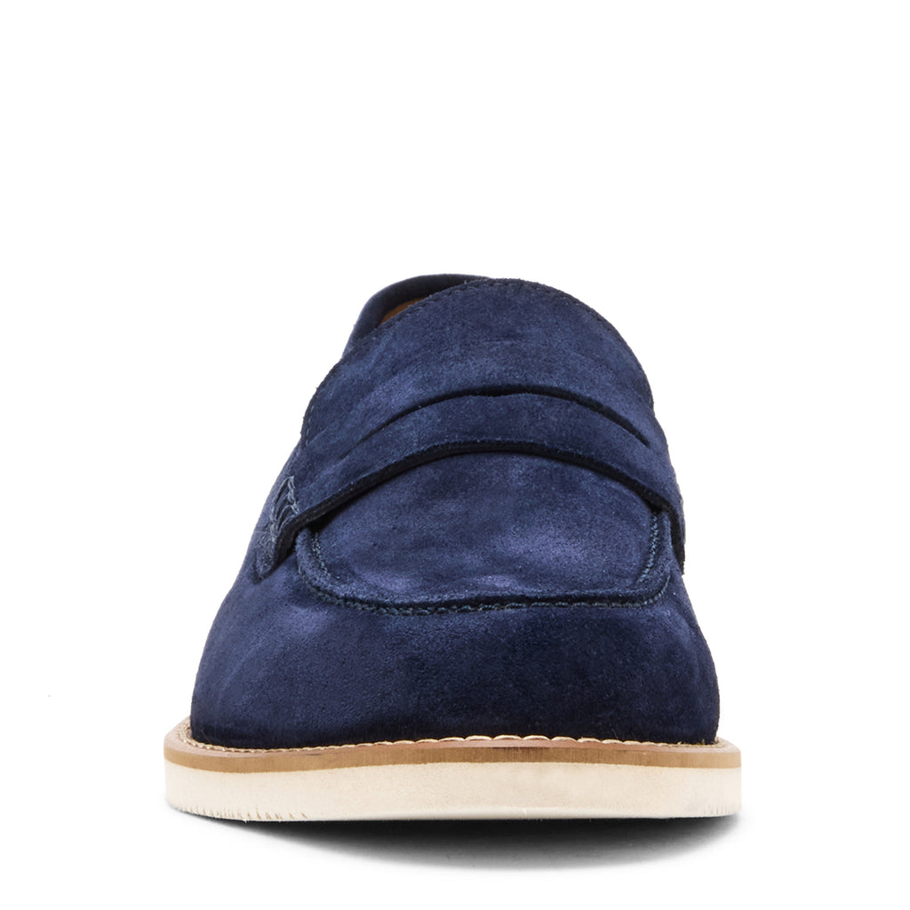 Navy Blue Suede Penny Loafers – Western Shoes