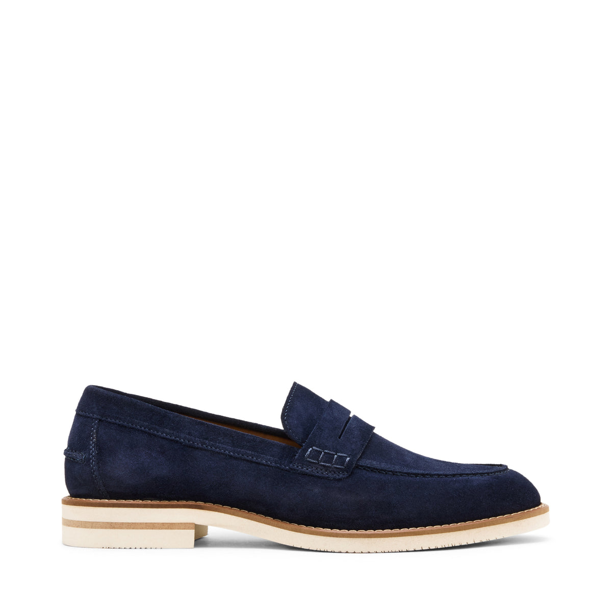 Navy Blue Suede Penny Loafers – Western Shoes