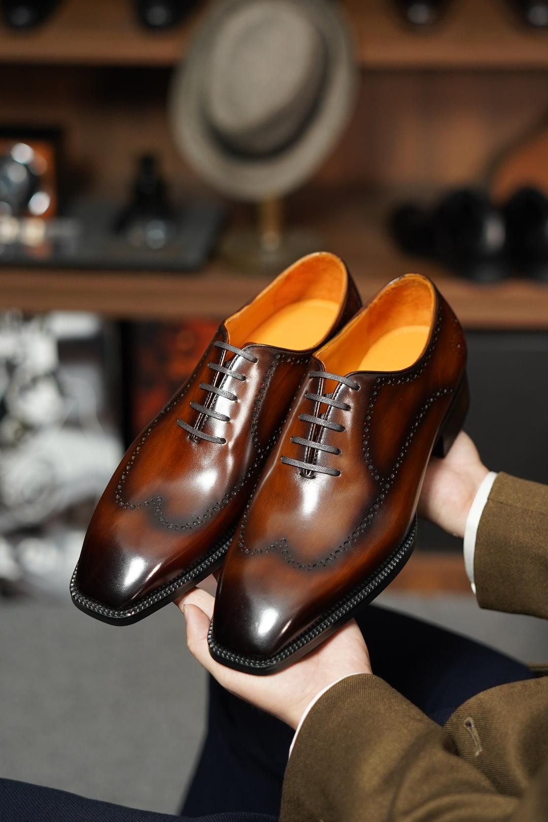 Italian Leather Brogue Oxford Shoes – Western Shoes