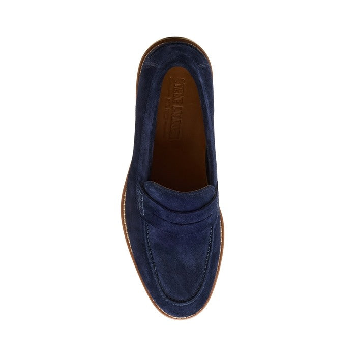 Navy Blue Suede Penny Loafers – Western Shoes