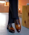Men's Patina Leather Oxford Shoes | Western Shoes
