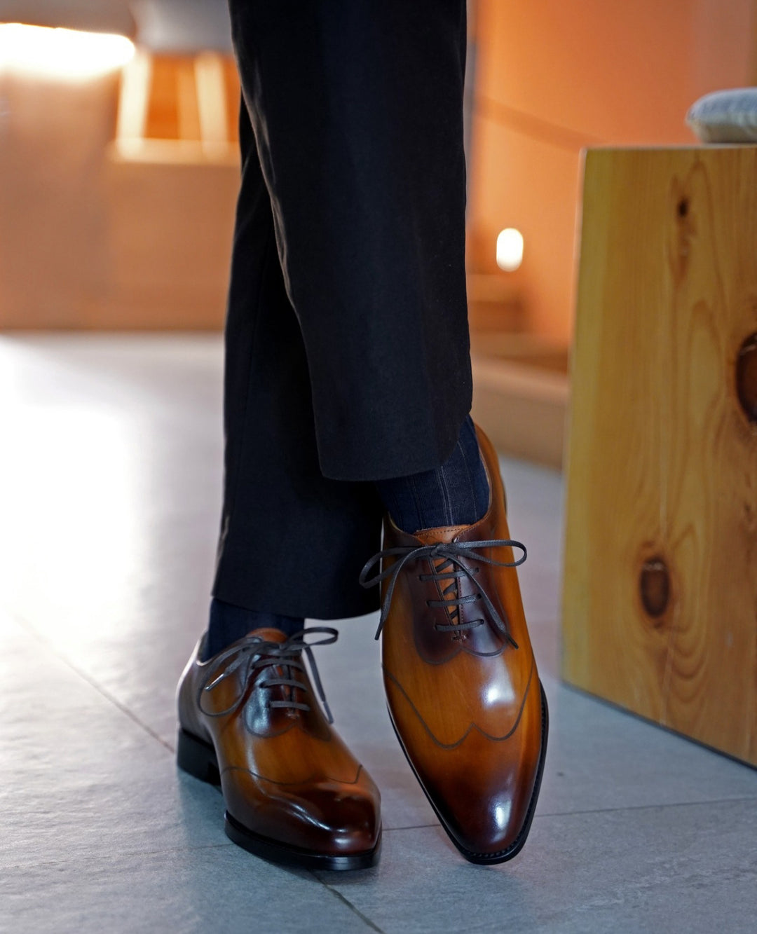 Men's Patina Leather Oxford Shoes | Western Shoes