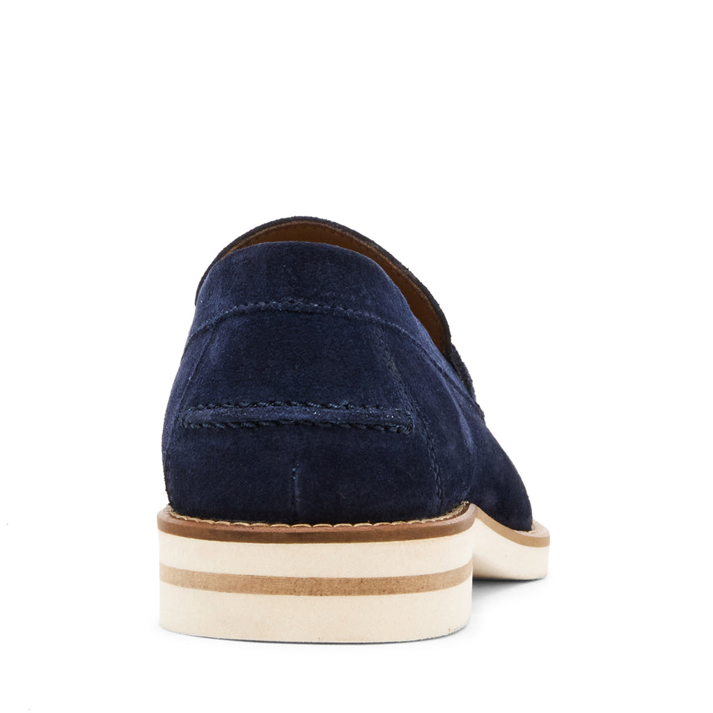 Navy Blue Suede Penny Loafers – Western Shoes