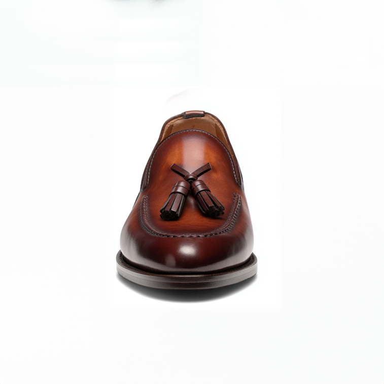 COGNAC BROWN LEATHER TASSEL LOAFERS