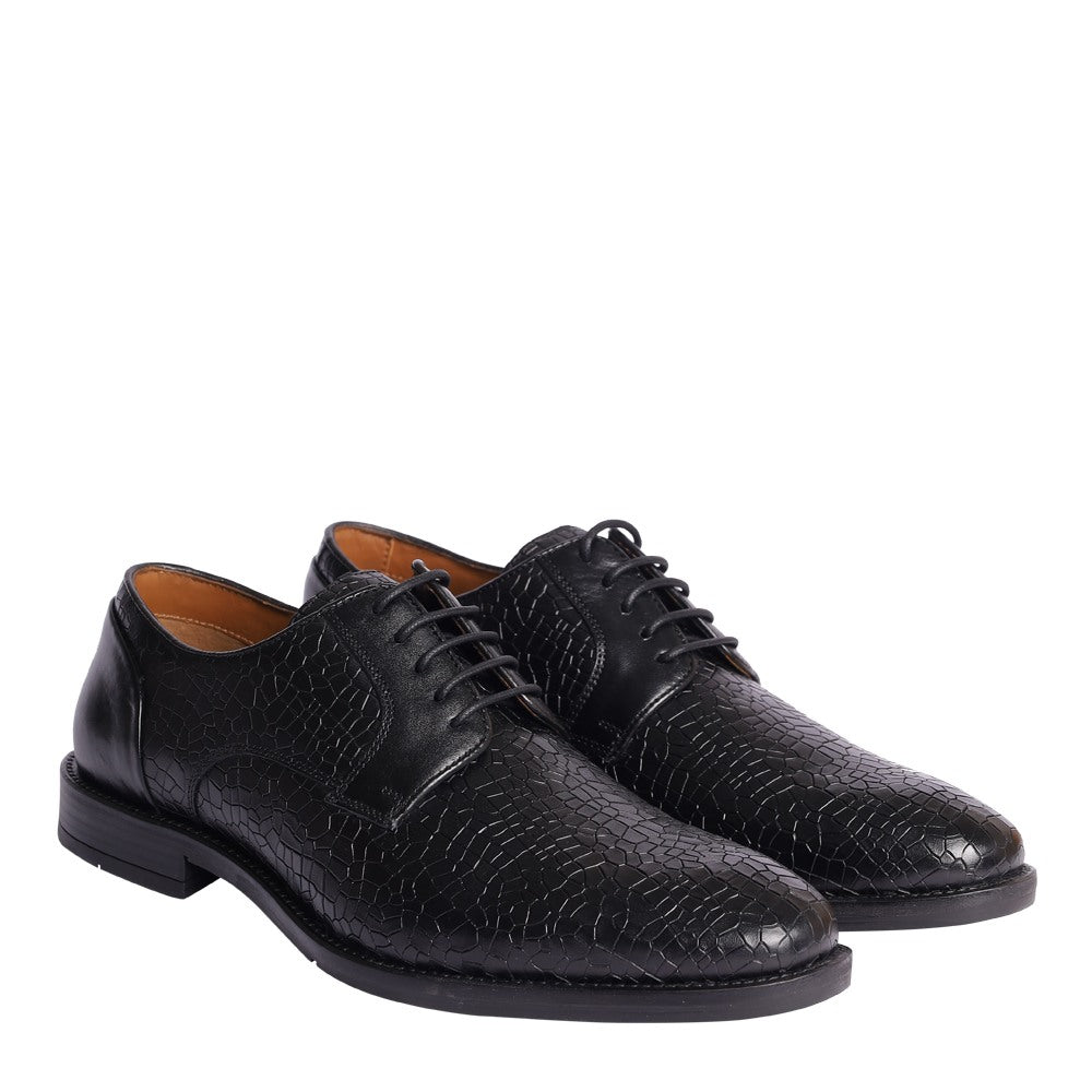 TEXTURED LEATHER DERBY SHOES